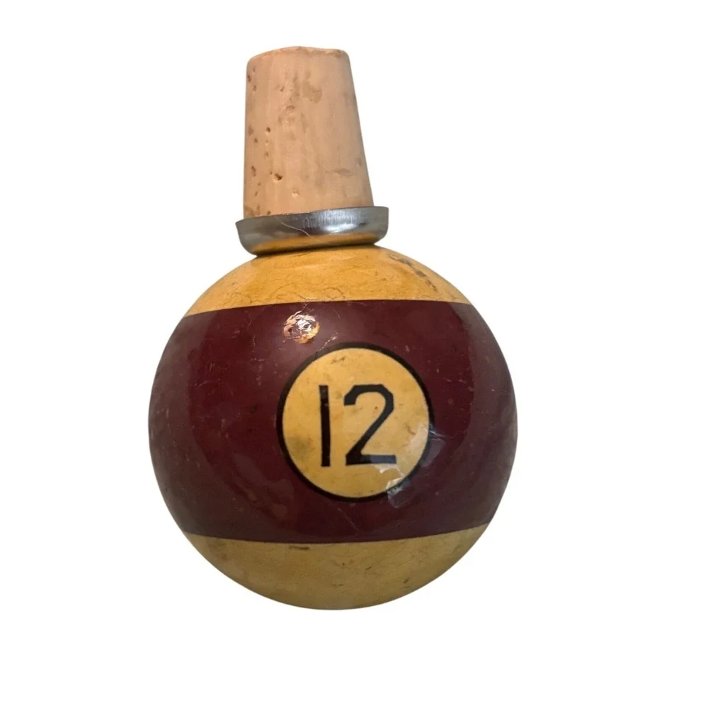 Vintage Number 12 Pool Ball Wine Bottle Stopper Billiards Barware Decor